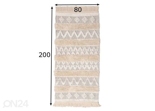 Puuvillane vaip Lumi valge 80x200 cm mõõdud