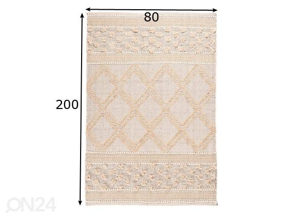 Puuvillane vaip Olki beež 80x200 cm mõõdud