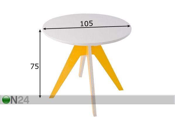 Radis söögilaud Edi Ø 105 cm mõõdud