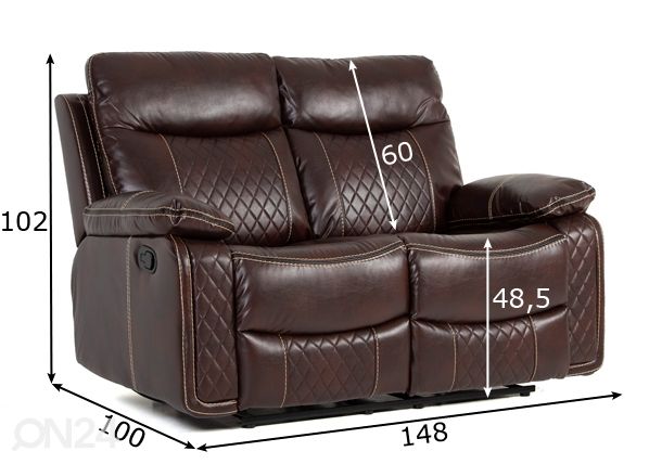 Recliner 2-kohaline diivan mõõdud