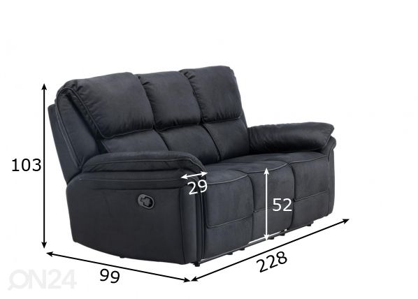 Recliner 3-kohaline diivan Saranda mõõdud