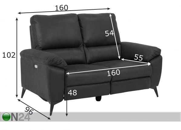Recliner Cary, 2-kohaline mõõdud