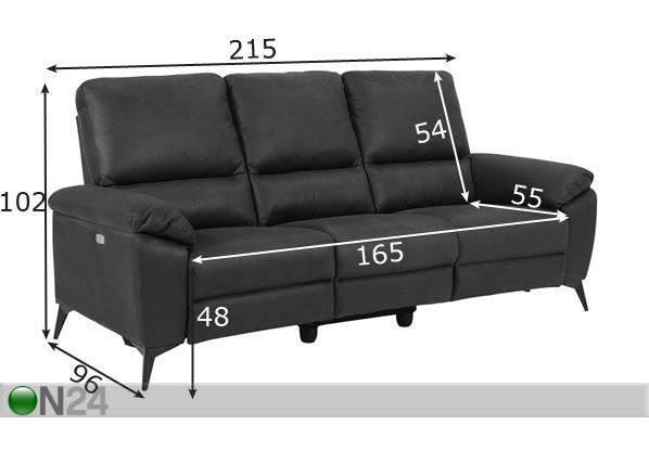 Recliner Cary, 3-kohaline mõõdud