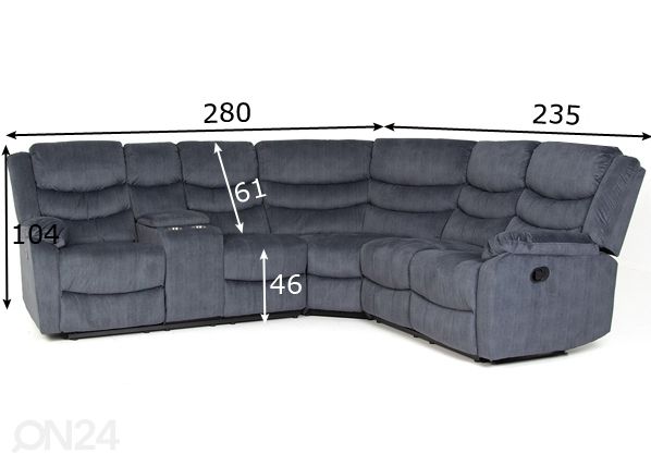 Recliner nurgadiivan mõõdud