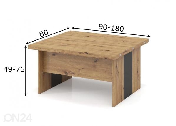 Reguleeritav diivanilaud 90-180x80 cm mõõdud