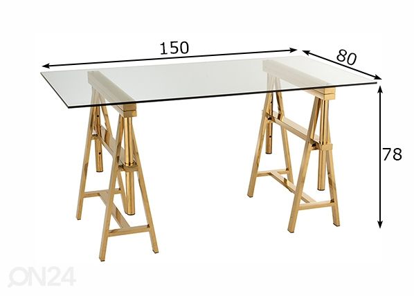 Reguleeritav kirjutuslaud Glass mõõdud