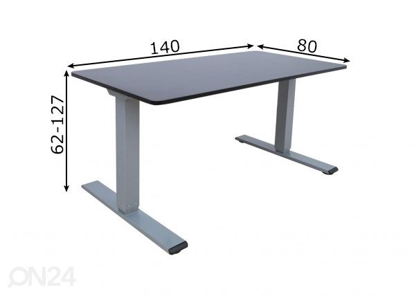 Reguleeritav laud Ergo Optimal 140x80 cm, 2 mootorit mõõdud