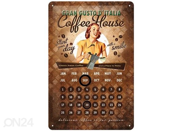Retro metallkalender Coffee House 20x30cm