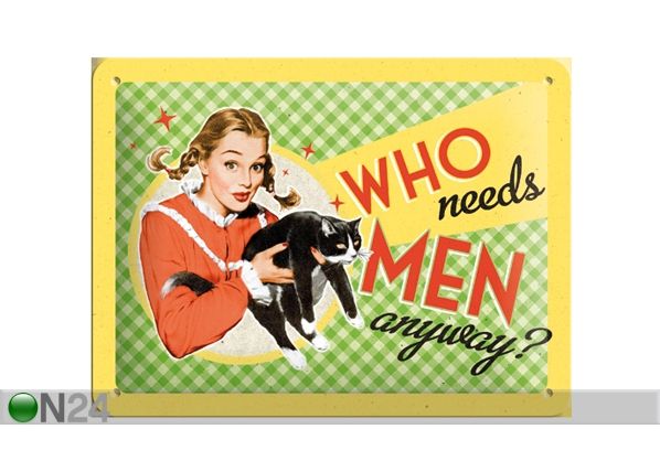 Retro metallposter Who needs men anyway 15x20cm