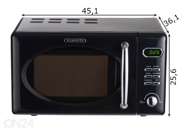 Retro mikrolaineahi Wolkenstein, must mõõdud