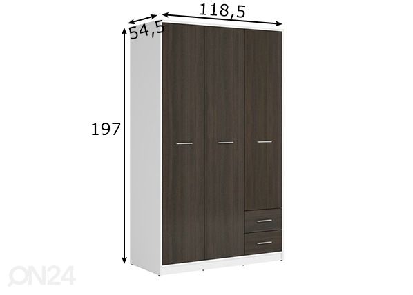 Riidekapp 118,5 cm mõõdud