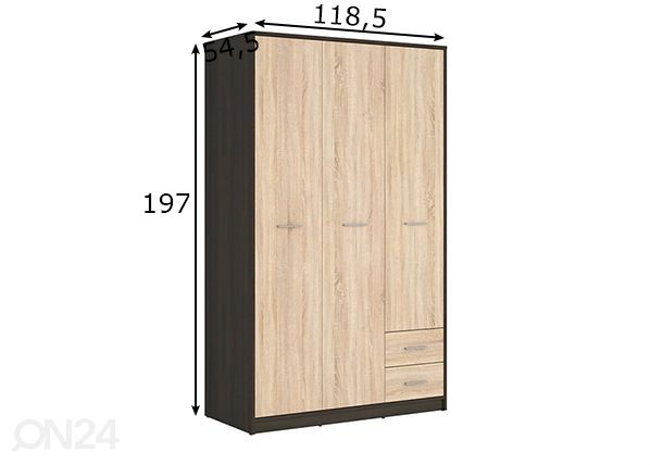 Riidekapp 118,5 cm mõõdud
