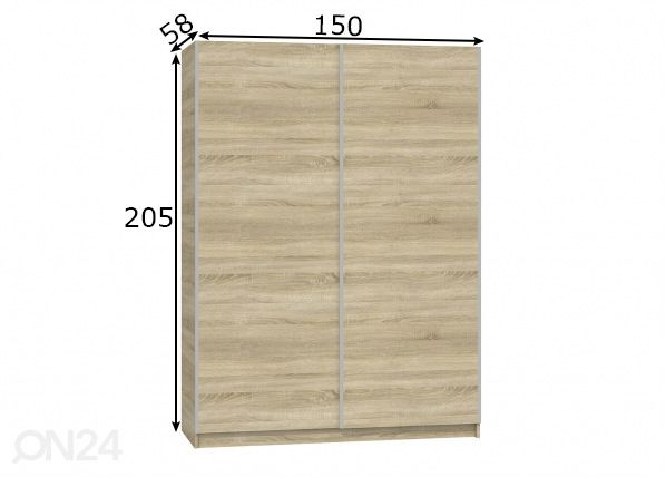 Riidekapp 150 cm mõõdud