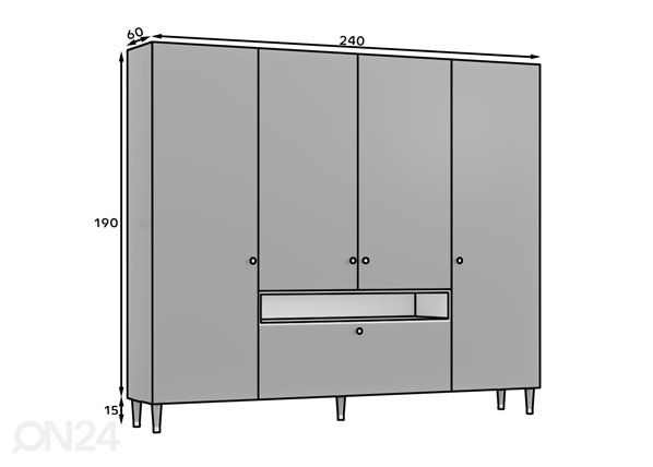 Riidekapp 240 cm mõõdud