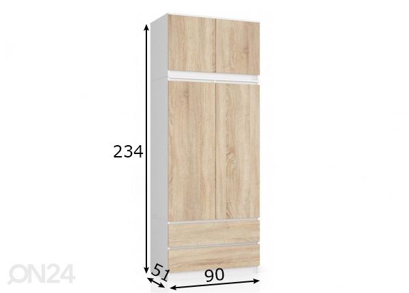 Riidekapp 90 cm mõõdud