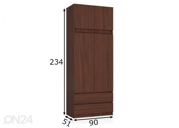 Riidekapp 90 cm, wenge mõõdud