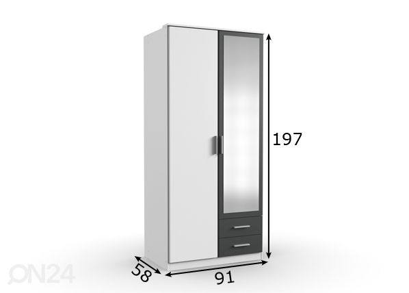 Riidekapp 91 cm Rocco2 mõõdud