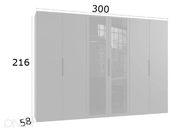 Riidekapp Alicante 300 cm mõõdud