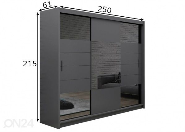 Riidekapp Aruba 250 cm mõõdud
