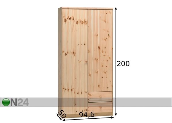 Riidekapp Axel 106-01 mõõdud
