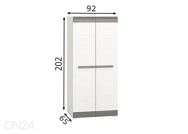 Riidekapp Bianca 92 cm mõõdud