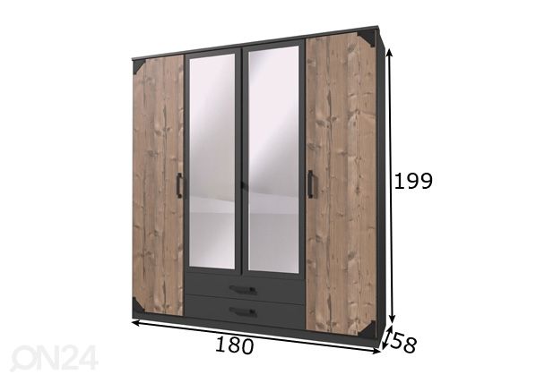 Riidekapp Bochum 180 cm mõõdud