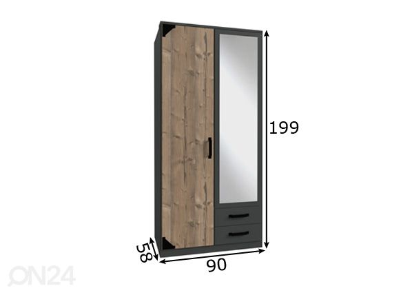 Riidekapp Bochum 90 cm mõõdud