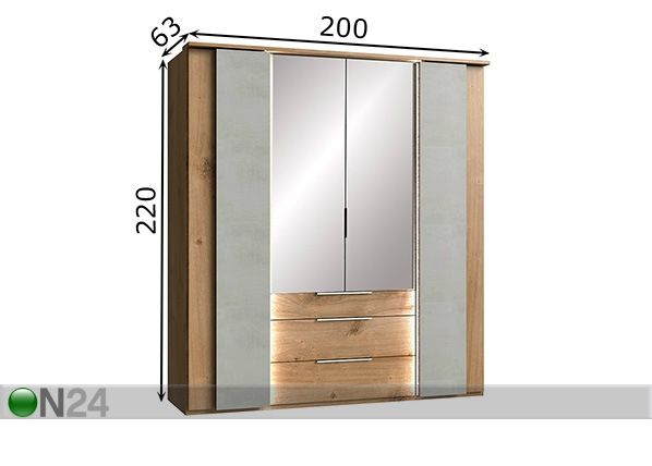 Riidekapp Chicago 200 cm mõõdud