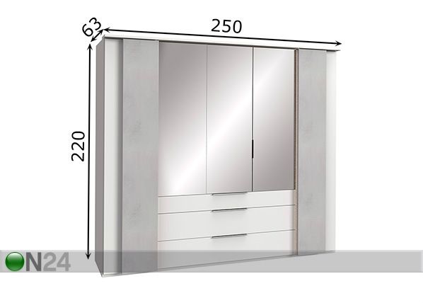 Riidekapp Chicago 250 cm mõõdud