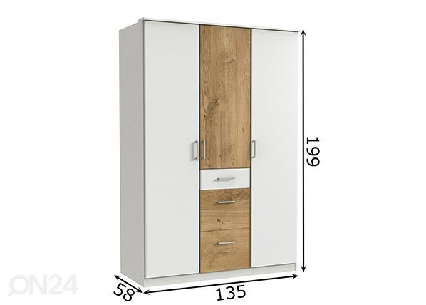 Riidekapp Click 135 cm mõõdud