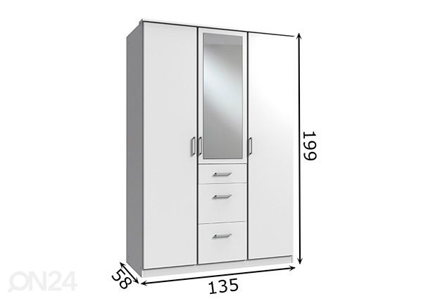 Riidekapp Click 135 cm mõõdud