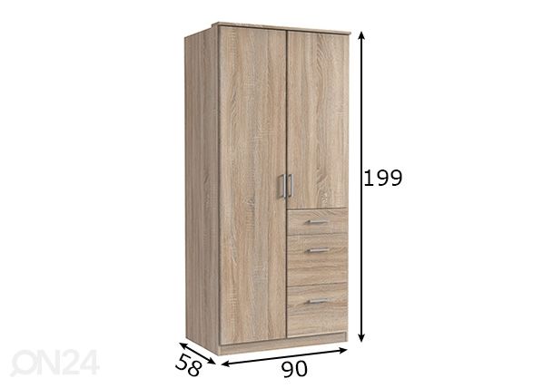 Riidekapp Click 90 cm mõõdud