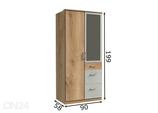 Riidekapp Click 90 cm mõõdud