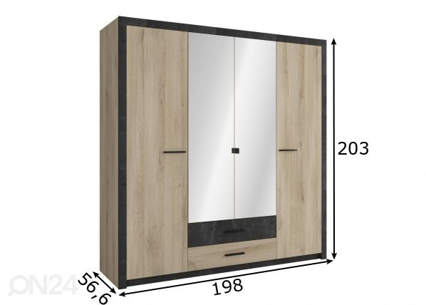 Riidekapp Colorado 198 cm mõõdud