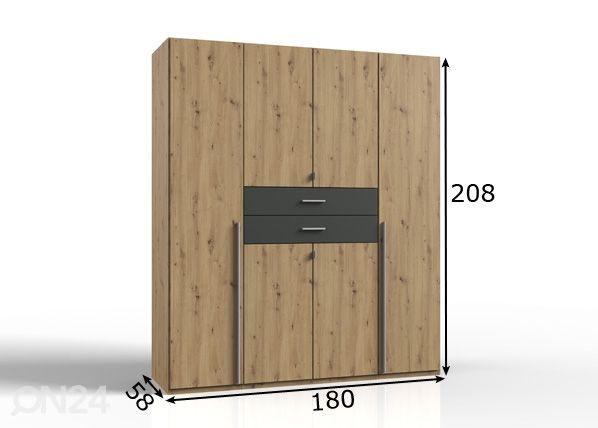Riidekapp Denver 180 cm mõõdud