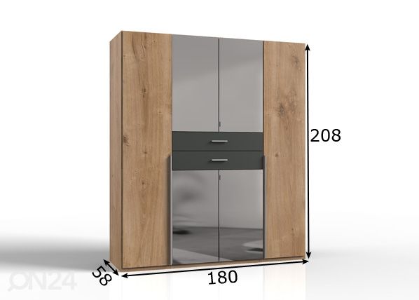 Riidekapp Denver 180 cm mõõdud