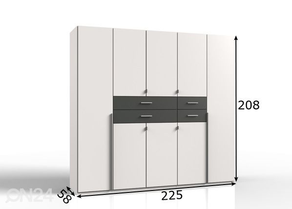 Riidekapp Denver 225 cm mõõdud