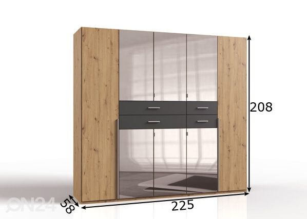 Riidekapp Denver 225 cm mõõdud
