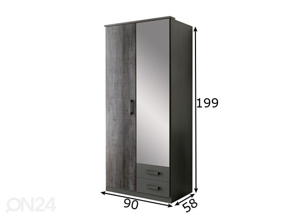 Riidekapp Duisburg 90 cm mõõdud