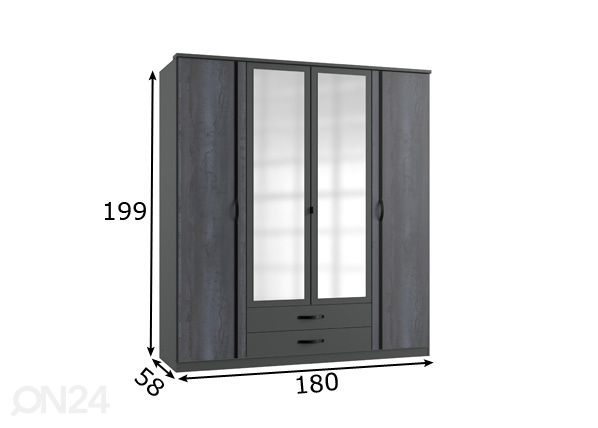 Riidekapp Duo2 180 cm mõõdud
