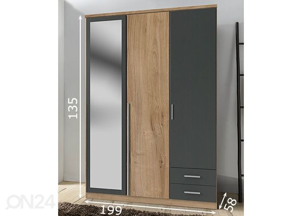 Riidekapp Eifel 135 cm mõõdud