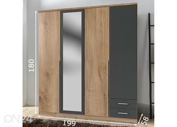 Riidekapp Eifel 180 cm mõõdud
