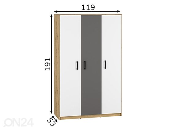Riidekapp Firenze 119 cm mõõdud