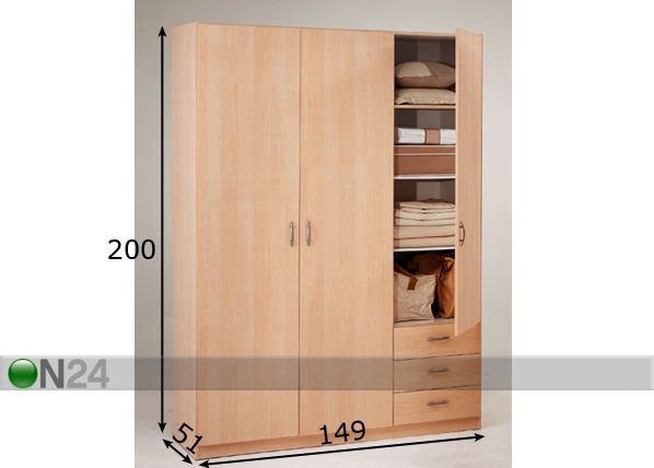 Riidekapp Focus mõõdud