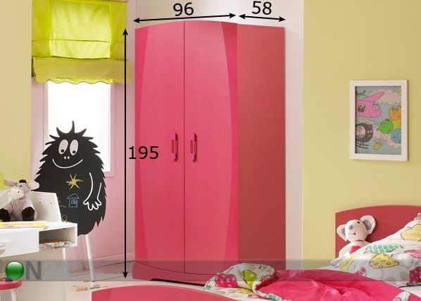 Riidekapp For Small 2 uksega vaarikas mõõdud