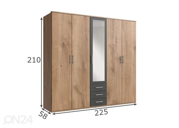 Riidekapp Franka 225 cm mõõdud