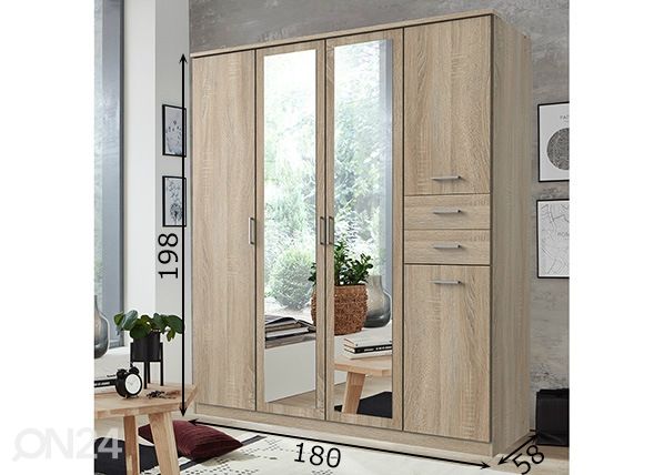 Riidekapp Frankfurt 180 cm mõõdud