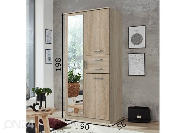 Riidekapp Frankfurt 90 cm mõõdud