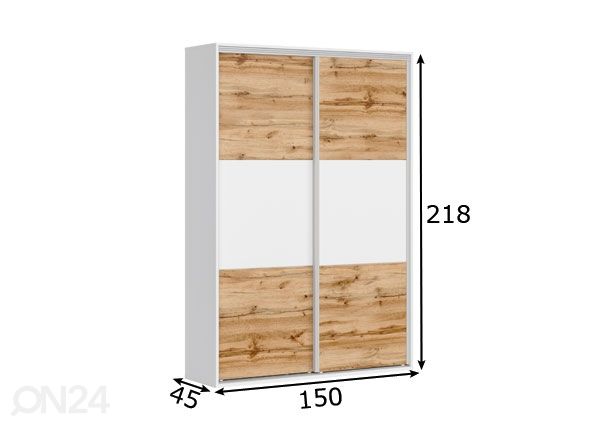 Riidekapp Franziska 150 cm mõõdud