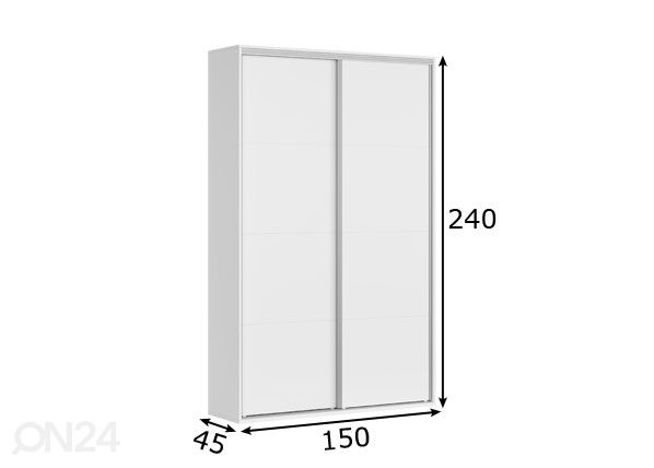 Riidekapp Franziska 150 cm mõõdud